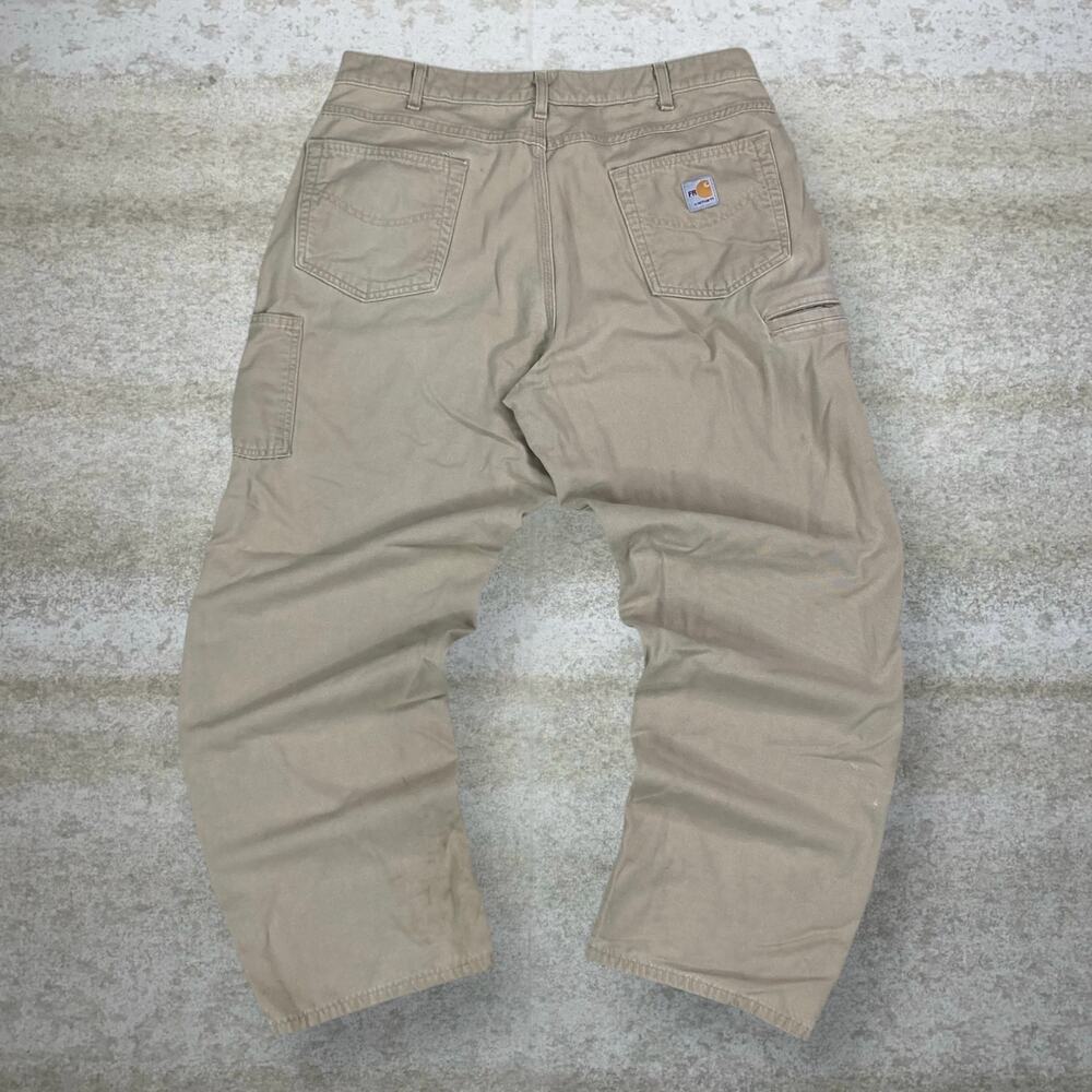 Vintage 90s Carhartt Carpenter Pants 38x32 Baggy Wide Leg Tan Canvas Dungarees